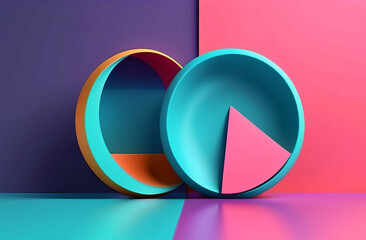 Abstract colorful shape, minimalist background design, 3d render