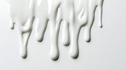 White glue dripping and spreading on plain white background closeup view product photography. created with Generative AI technology