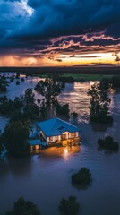 Fototapeta premium A stunning scene of a flooded house