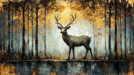 Majestic deer in autumn forest nature scene artwork tranquil environment side view wildlife and seasons