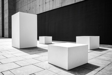 minimalist geometric shapes in a black and white background with clean lines and simple shapes, design inspiration, industrial chic, minimalism