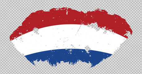 Netherlands national flag with distressed stroke brush effect on isolated background