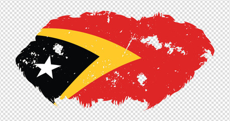 East Timor national flag with distressed stroke brush effect on isolated background