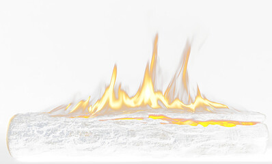 Burning log isolated on black Transparent Background.