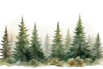 Obraz premium Fir tree border land outdoors woodland.