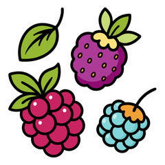 doodle berry set clipart cartoon Illustration drawing