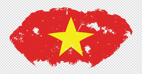Vietnam national flag with distressed stroke brush effect on isolated background
