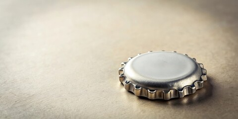 Close-up of a single metallic bottle cap on a textured surface
