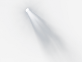 Bright spotlight beam illuminates darkness.