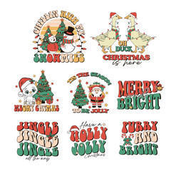 Retro Christmas Sublimation Design Bundle vector