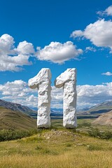 Large Stone Number Eleven in Scenic Landscape