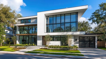 Obraz premium Modern Luxury Home with Minimalist Design and Large Windows