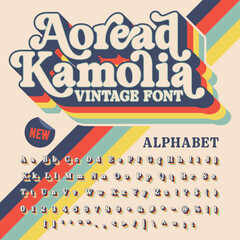  3D Effect Aoread Kamolia Groove Retro Vintage Display Bold Font alphabet