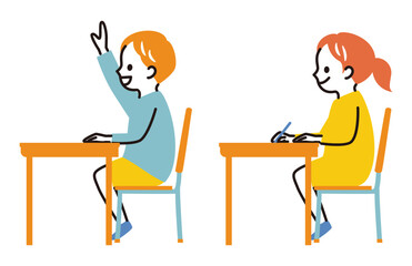 illustration of kids in classroom