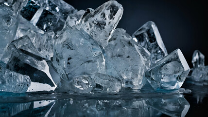 ice cubes on black background