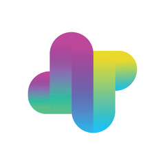 N abstract gradient line art letter logo