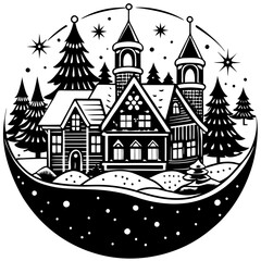 Christmas Winter Village Charm with white background