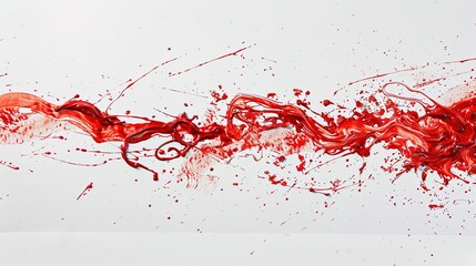 The Red Strokes of the Brush on White Background - A Captivating Display of Color and Movement. The Vivid Red Strokes, with Their Fluid Forms, Standing Out Against the Purity of White. The Brushstroke