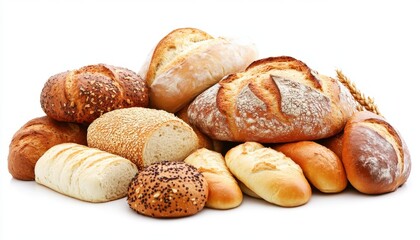 Real Bread Week Variety of fresh artisan bread loaves for bakery or culinary inspiration