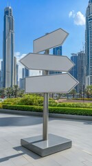 Blank Directional Signage in Modern Cityscape