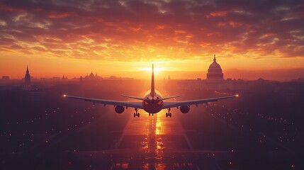 passenger plane flying over Washington DC, epic