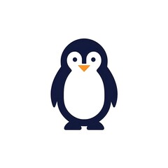 Obraz premium Simple, minimalist penguin illustration, colorful on a white background. Suitable for logo or icon use.