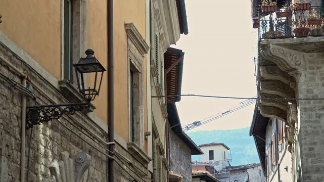 Noble palace along the Via Pretoriana, along the streets of the historic center of Ascoli. Ascoli Piceno, Marche, Italy