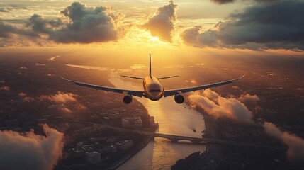 passenger plane flying over Washington DC, epic