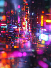 Fototapeta premium サイバーデジタルな都市の風景 Generative AI