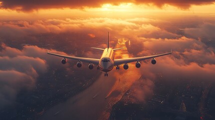 passenger plane flying over Washington DC, epic