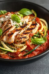 Grilled chicken and zucchini plate
