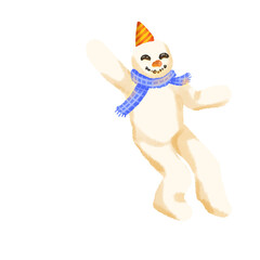 Snowman happily dancing