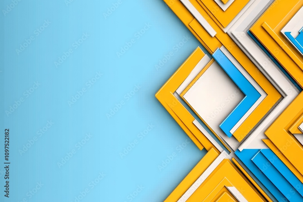 Aufkleber a modern, geometric arrow design with bold angles, set against a soft gradient background