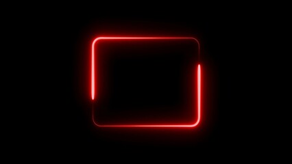 Glowing neon square frame symbol. Geometric square shape illustration.