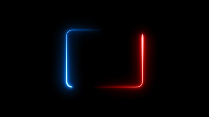 Glowing neon square frame symbol. Geometric square shape illustration.