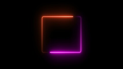 Glowing neon square frame symbol. Geometric square shape illustration.