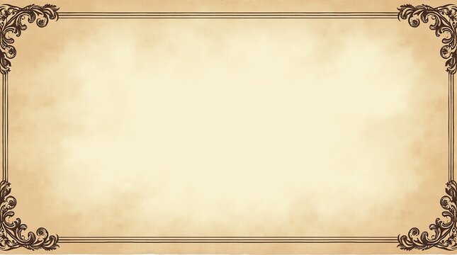 Vintage Antique Paper with Intricate Renaissance Style Border Design