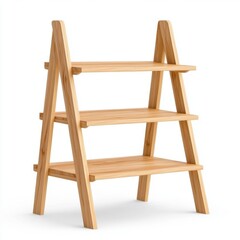 Stylish wooden ladder shelf displaying home decor modern living room furniture piece minimalist design interior viewpoint
