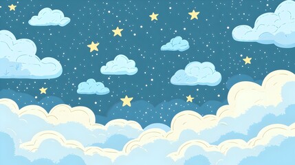 a simple flat cartoon design of skyscape, vector illustration