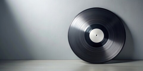 Fototapeta premium A vinyl record rests against a wall, a symbol of analog music and timeless audio