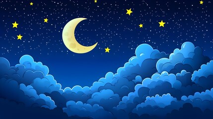 a simple flat cartoon design of skyscape, vector illustration