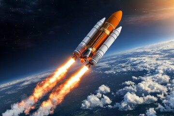 Obraz premium A space capsule re-entering Earthâ€™s atmosphere, with an astronaut visible inside, surrounded by fiery heat shields
