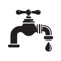 water faucet silhouette vector illustration