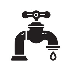 water faucet silhouette vector illustration