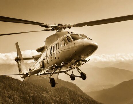 Helicopter Mi-24V Mi-35 isolated sepia