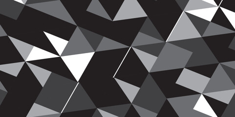 Fototapeta premium Seamless abstract black and gray stripe rectangles hexagon type cube geometric pattern. Triangle gray abstract seamless pattern. Abstract color Low-Polygones Generative Art background illustration ./