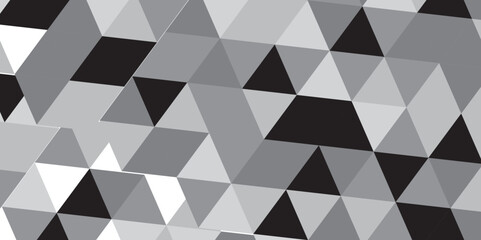 Seamless abstract black and gray stripe rectangles hexagon type cube geometric pattern. Triangle gray abstract seamless pattern. Abstract color Low-Polygones Generative Art background illustration ./