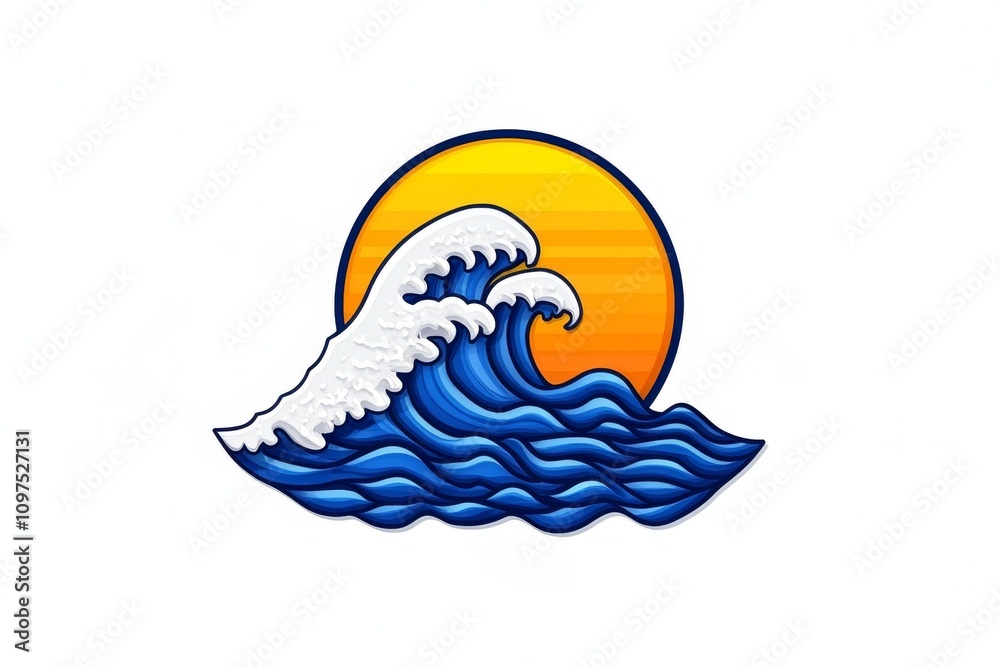 Poster aquatic wave icon represented in bold, flowing lines with a simple aqua color palette