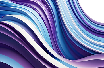 Abstract wavy lines in blue and purple hues isolated on a white background, suggesting modern design or technology. 3D Rendering