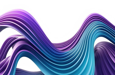 Abstract wavy lines in blue and purple hues isolated on a white background, suggesting modern design or technology. 3D Rendering